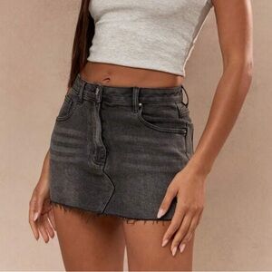 Missguided Black Mini Denim Skirt